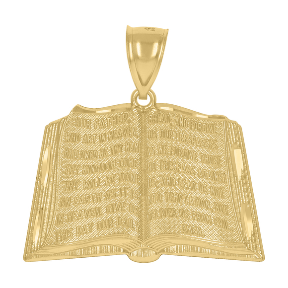 10kt 10k Yellow Gold Unisex Diamond-Cut Religious Book Charm Pendant